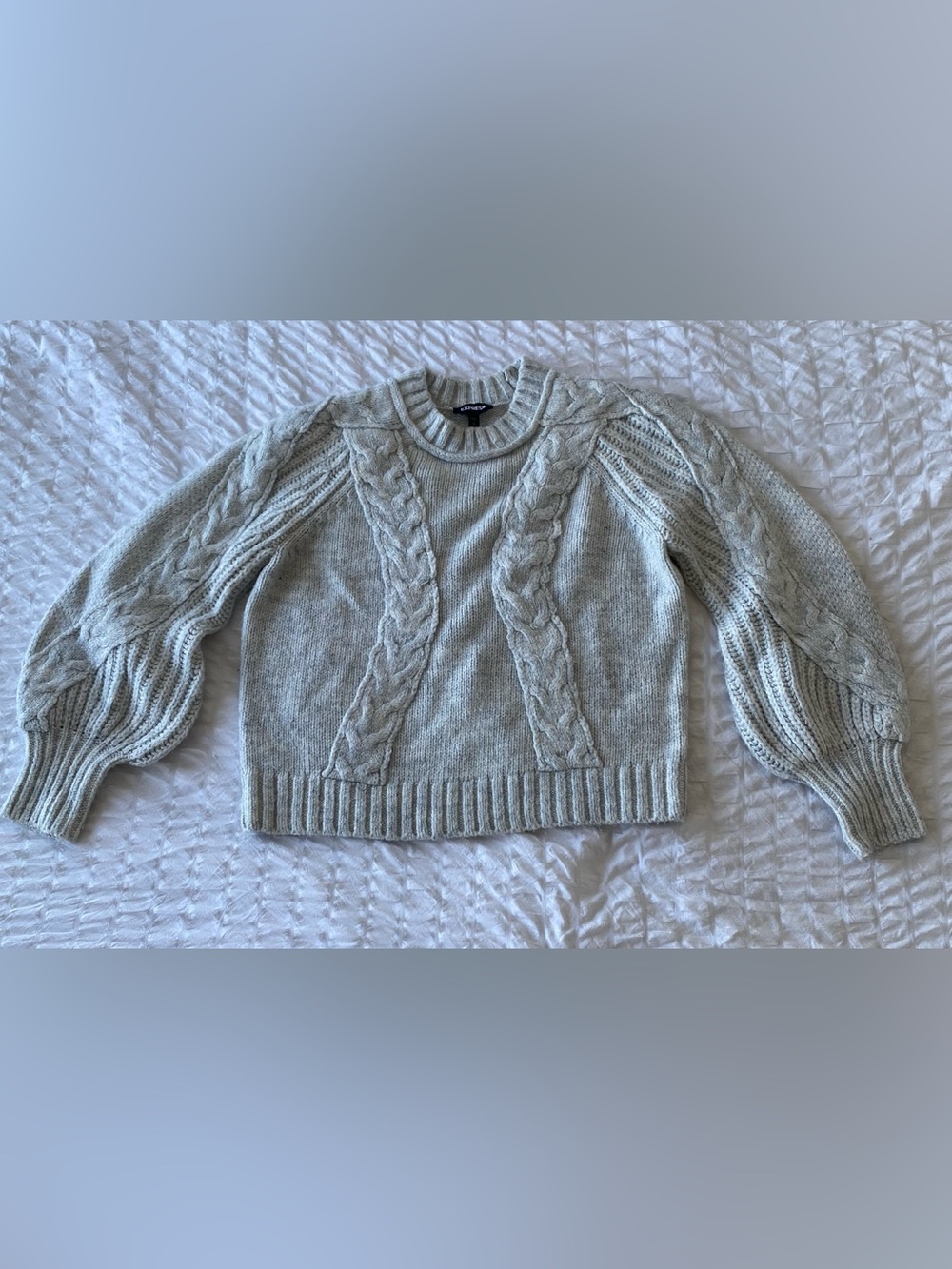 Express Chunky Cable Knit Sweater - Light Gray
